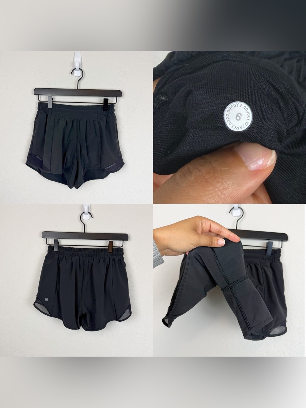 • LULULEMON• Hotty Hot Short II *Long 4" Black Size 6